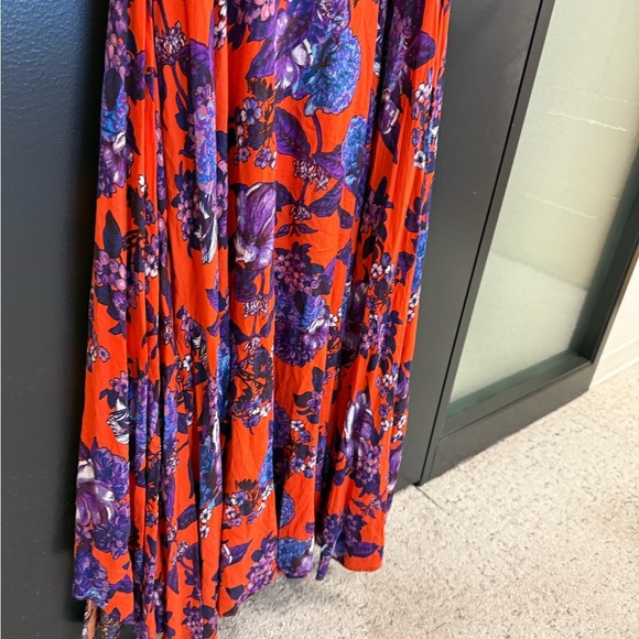 Free People size 10 EUC Orange and Blue Spaghetti Strap midi/maxi dress - Picture 8 of 15
